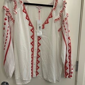 Parker embroidered white and red blouse. New with tags. XXL.